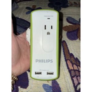 New PHILIPS Protected 2 AC Outlets/2 USB‎ Charging 1A/2.1A- 120V/13A/1560W(5250)